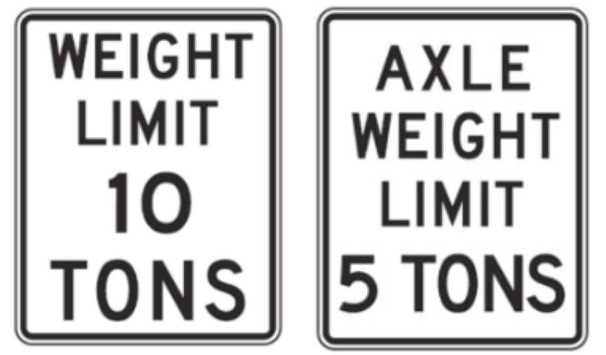 Routes with Special Restrictions | South Dakota Truck Information - Figure 2 Gross And Axle Weight Limit Signs